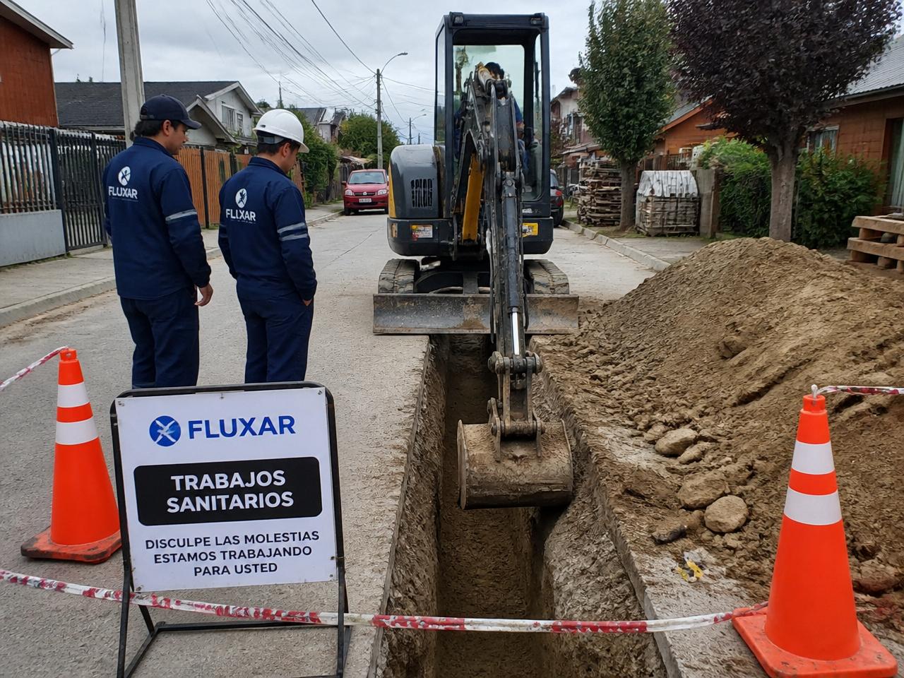 Excavación sanitaria con maquinaria